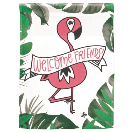13 X 18 In Flamingo Welcome Friends Printed Garden Flag